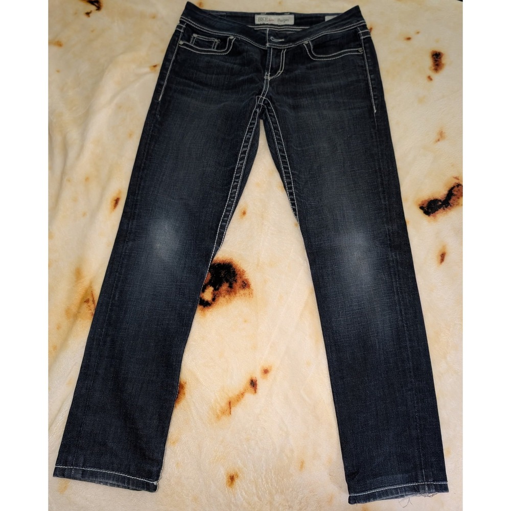 BKE Harper Ankle Skinny Jeans Womens 28 Dark Wash Low Rise Distressed BKC1220